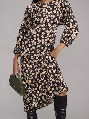 Essentiel Antwerp Ganger Maxi Dress Woman’s Size Small EUC Black Floral